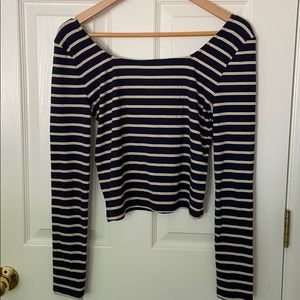 Square Neck Striped Long Sleeve